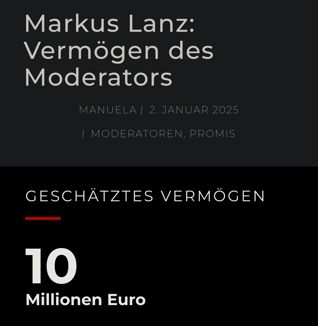 Screenshot: Geschätztes Vermögen Markus Lanz ca. 10 Mio. Euro