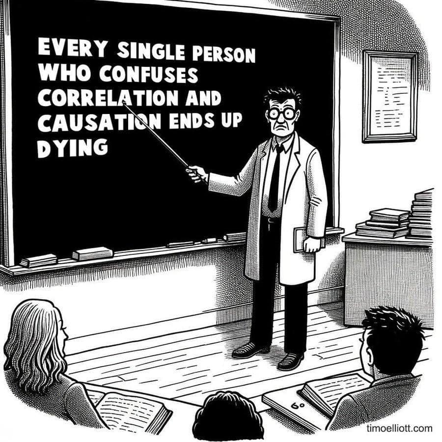 Every single person who confuses correlation and causation ends up dying