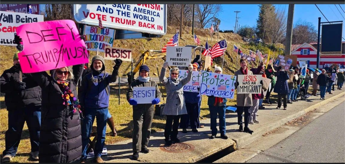 protest at trump store