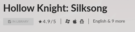 Selection of Silksong store page showing supported platforms
