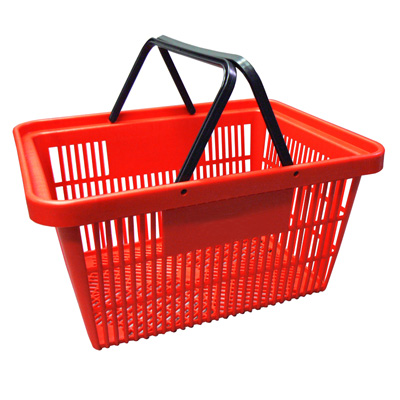 handheld red shopping basket, 20L capacity