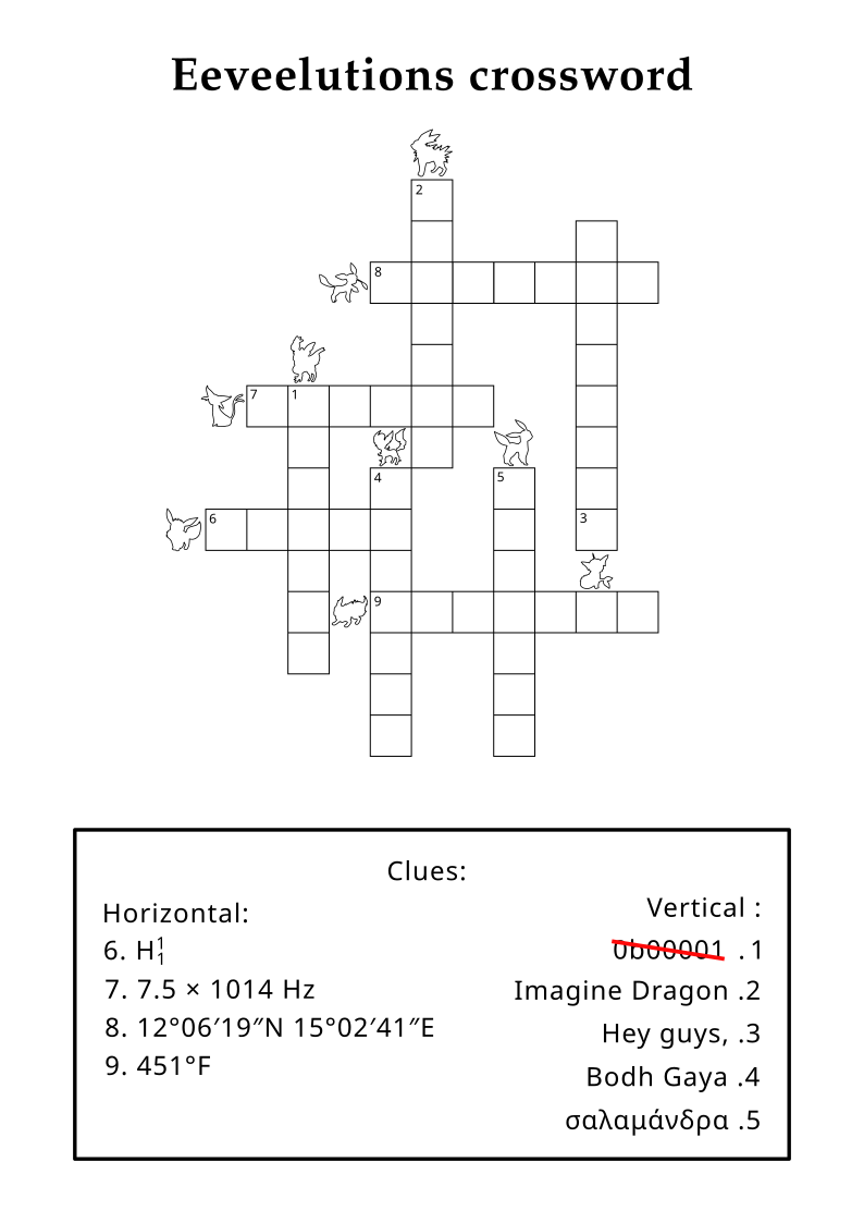 Eeveelution crossword